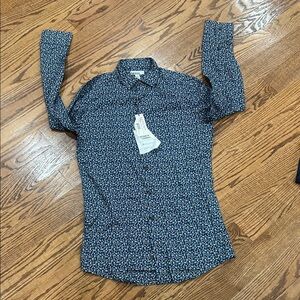 Bar III Navy Floral Button-Down Shirt